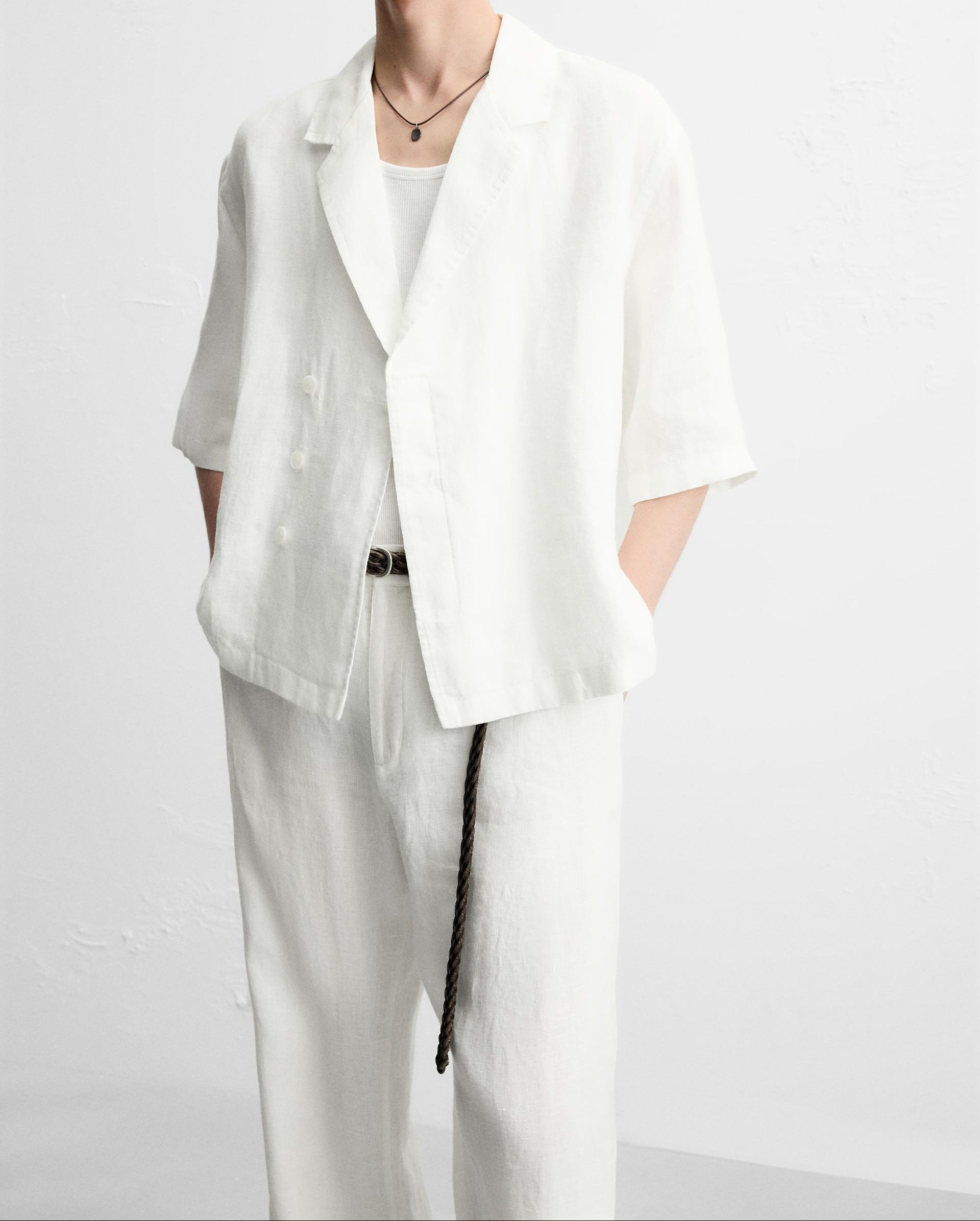 100% Linen Kimono Shirt & Pants Set for Men – Lightweight Summer Outfit