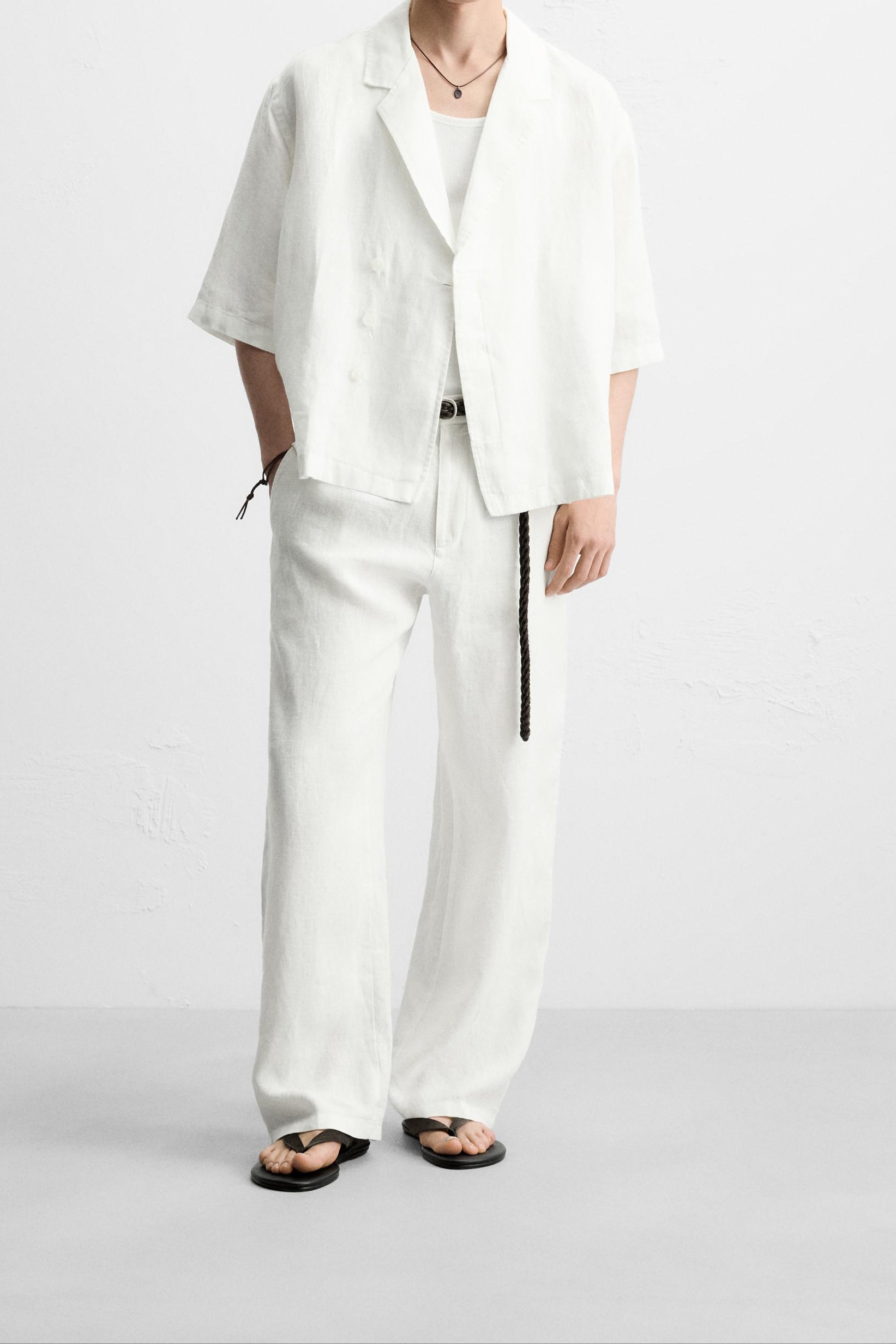 100% Linen Kimono Shirt & Pants Set for Men – Lightweight Summer Outfit