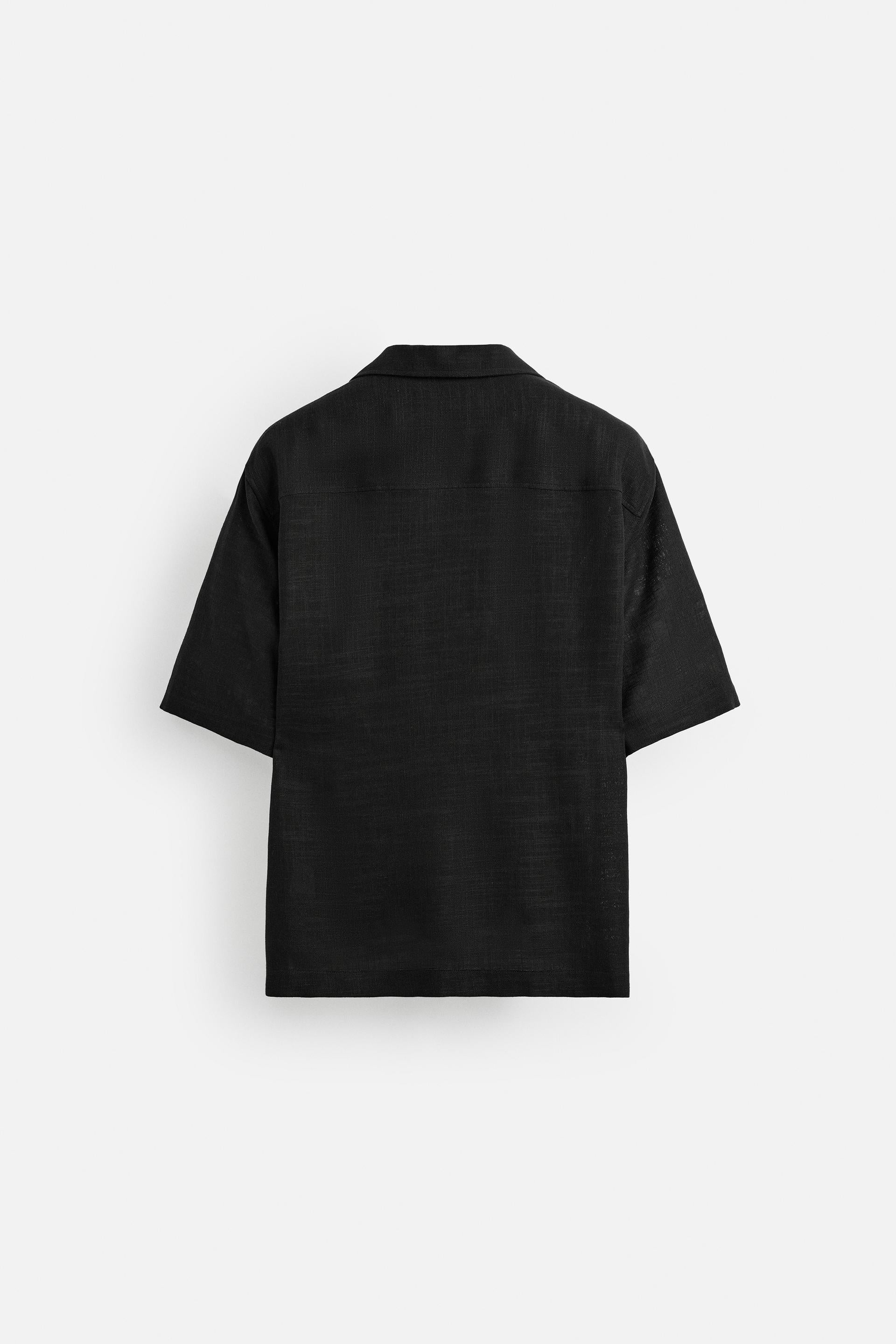 Men’s Black Relaxed Fit Linen Shirt – Lightweight Summer Button-Up