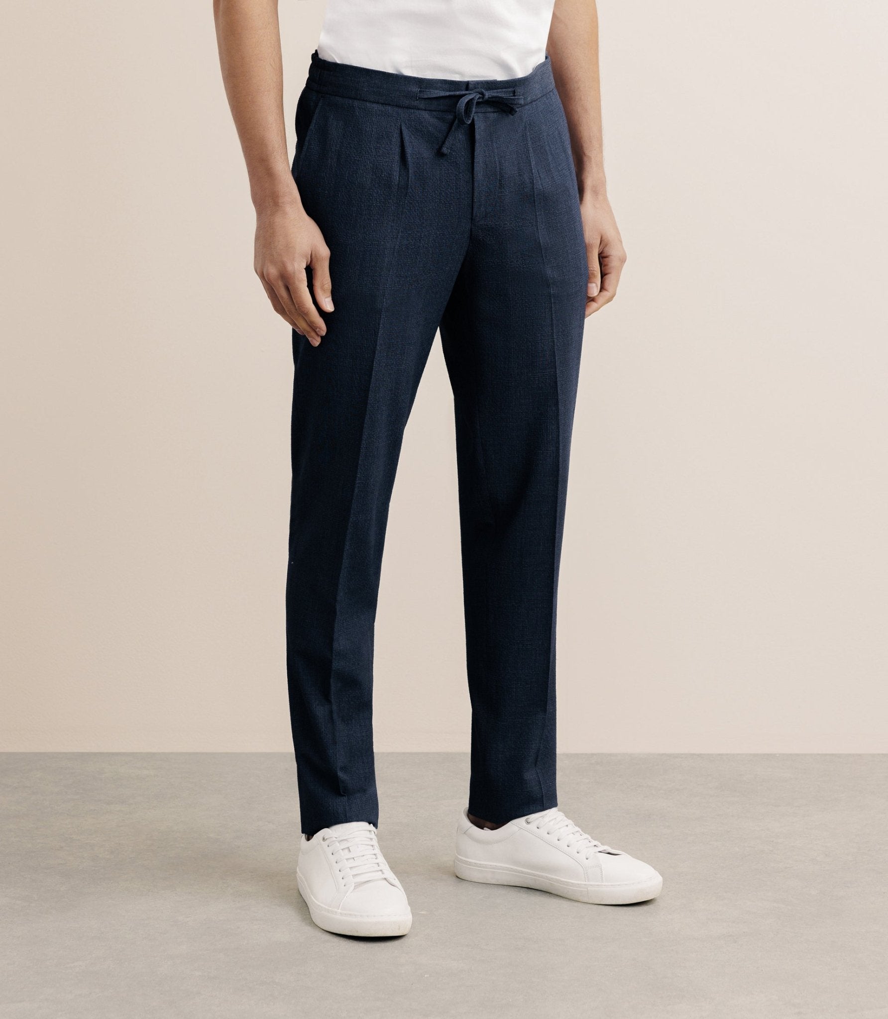 Denim blue elastic elastic size pants