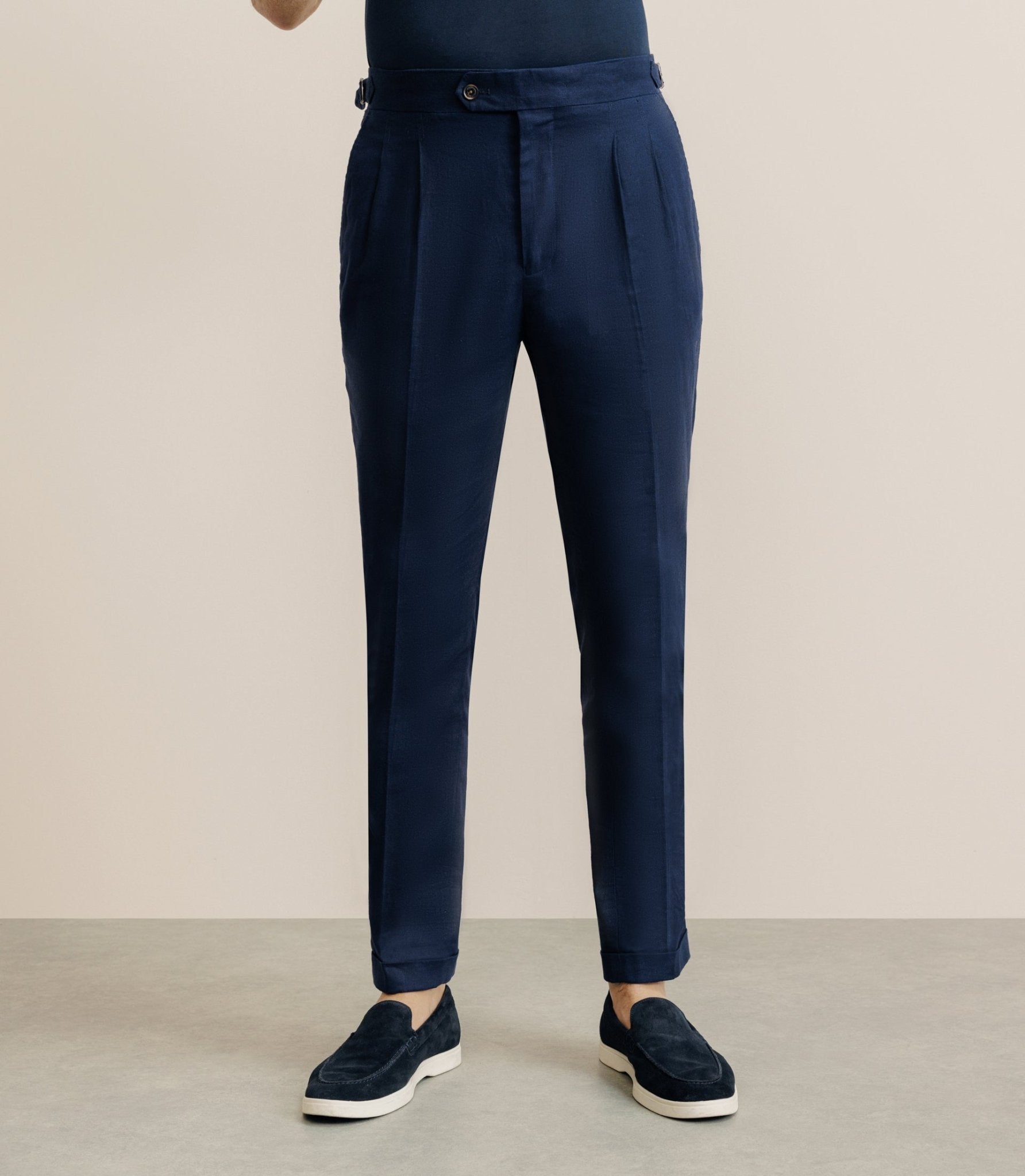 Navy mid-rise pants