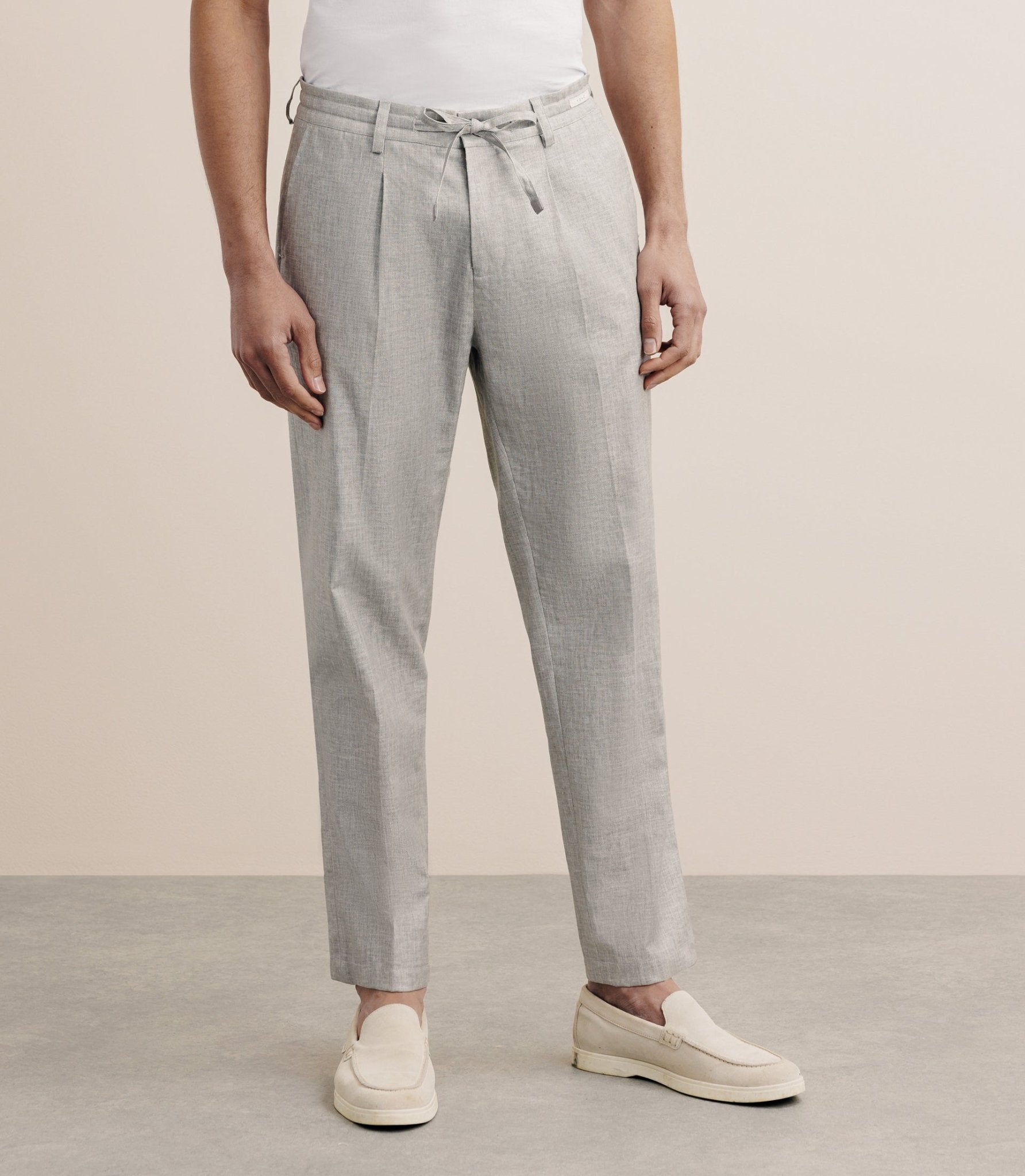 Grey linen-blend pants