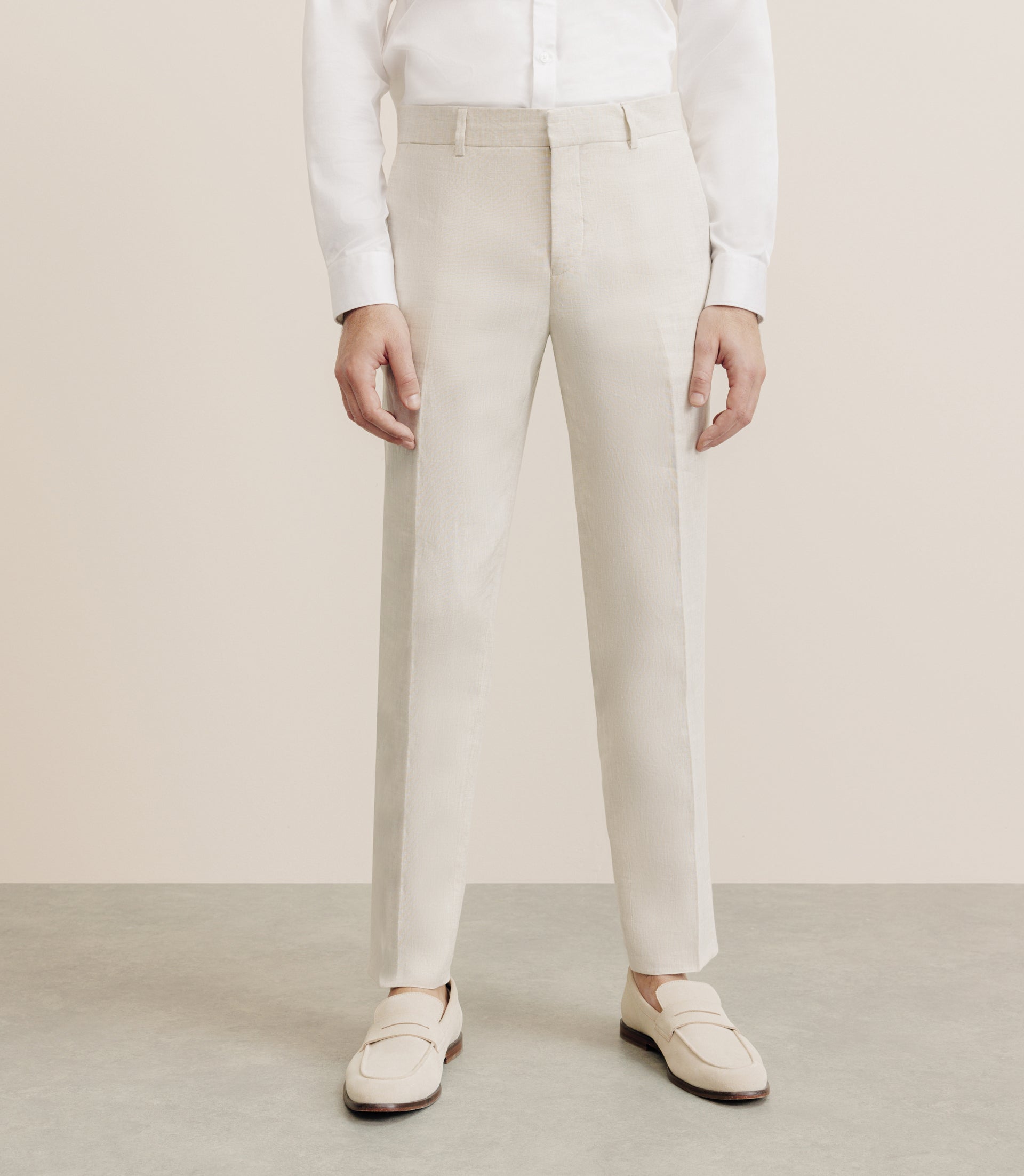 100% beige flax pants