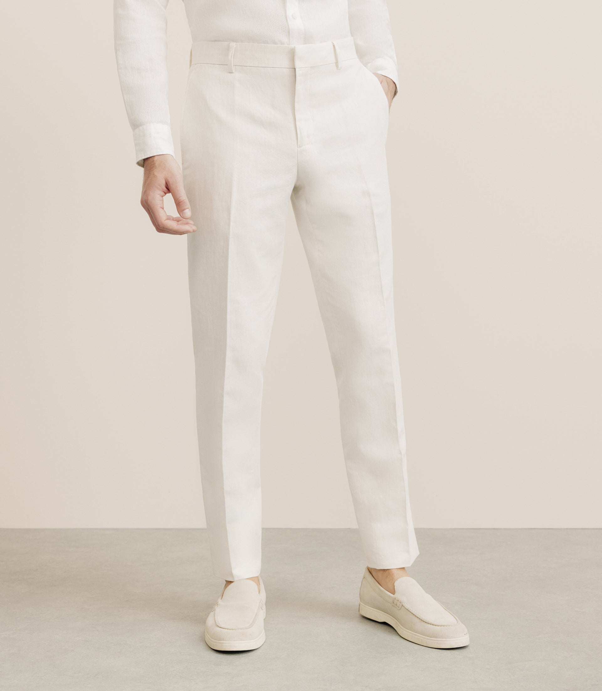 Cotton and ecru linen pants