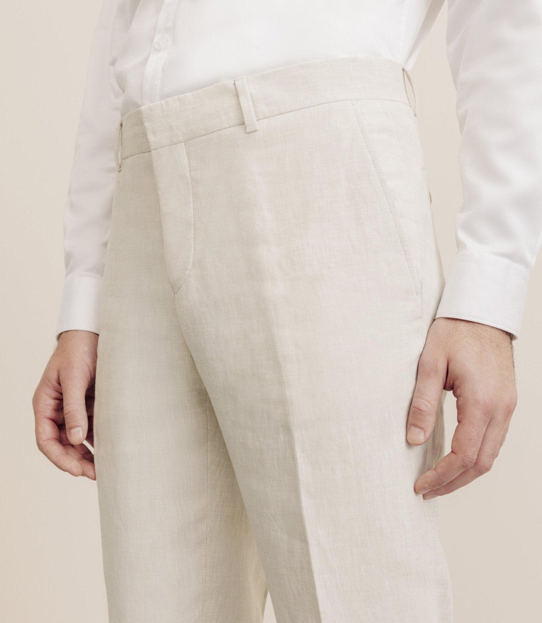 100% beige flax pants