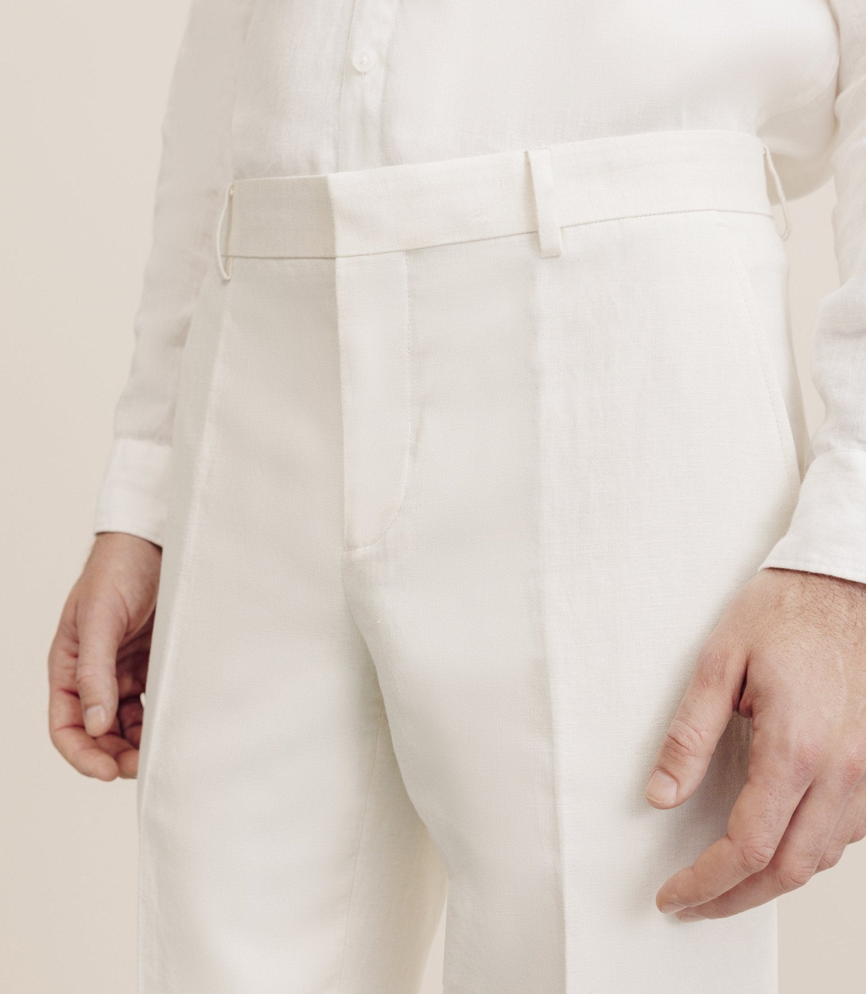 Cotton and ecru linen pants
