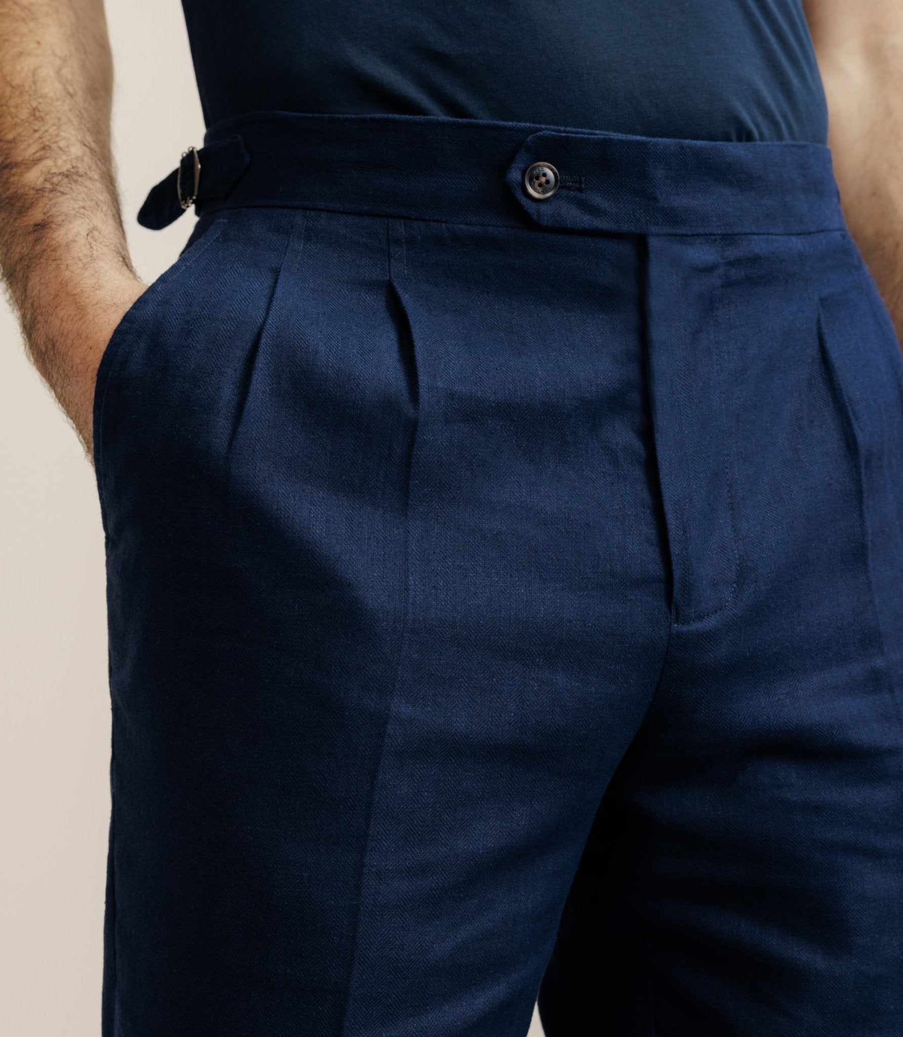 Navy mid-rise pants