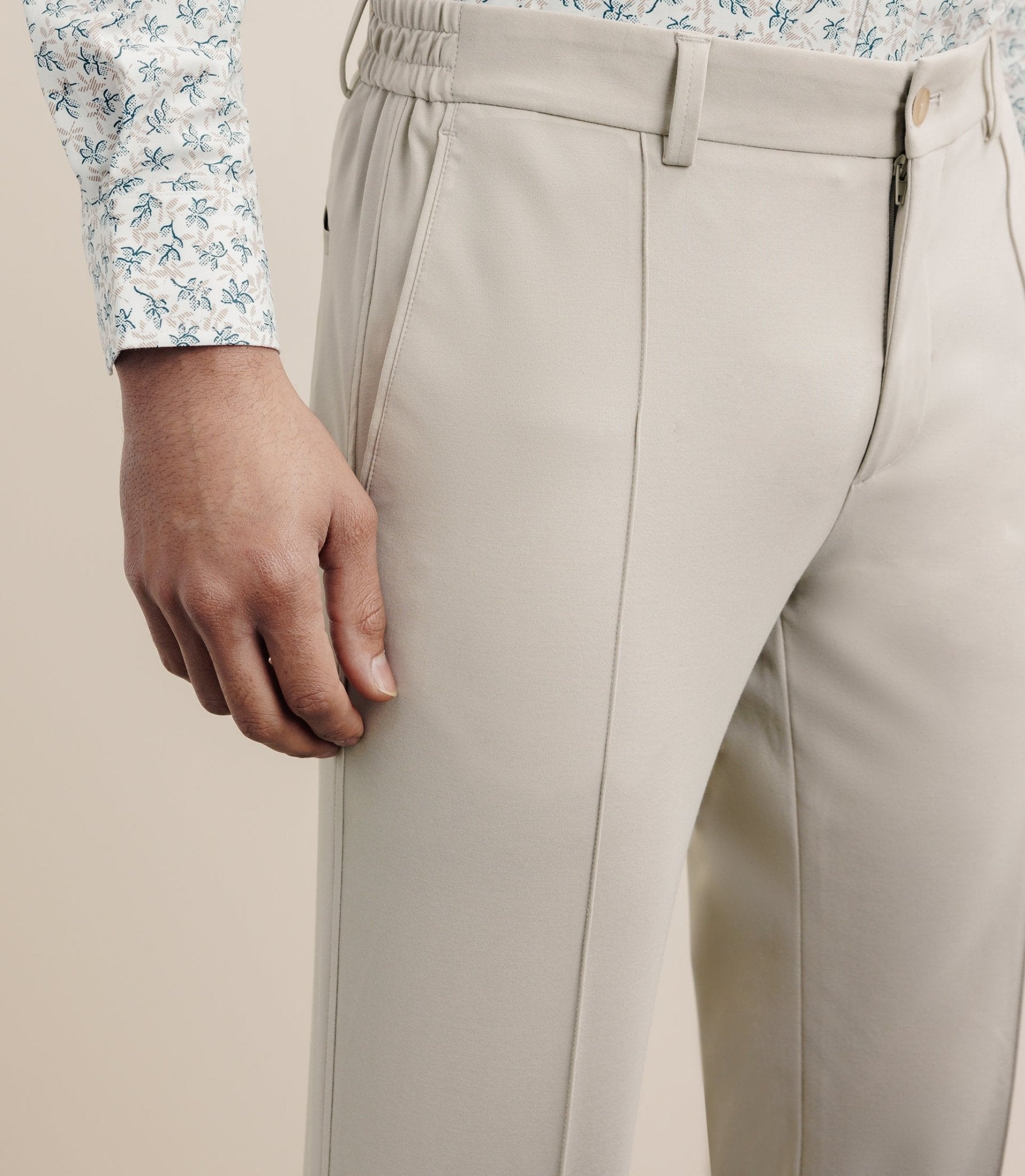 Beige mesh city pants