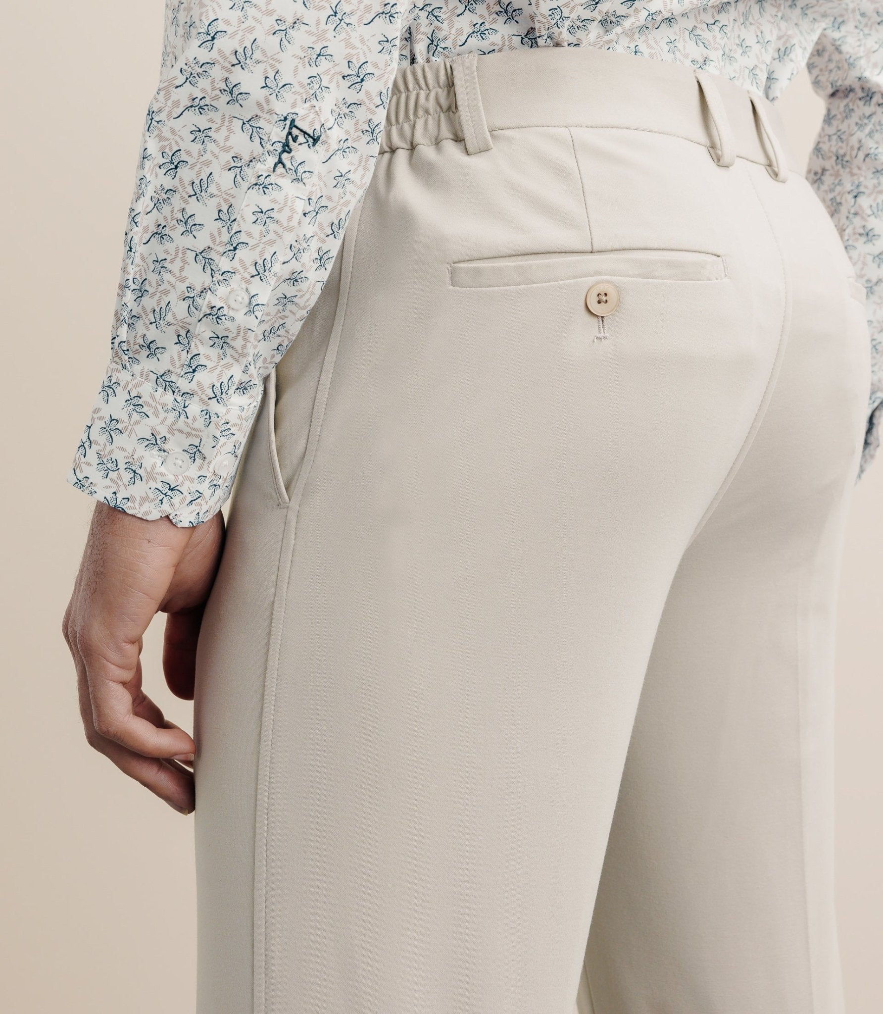 Beige mesh city pants