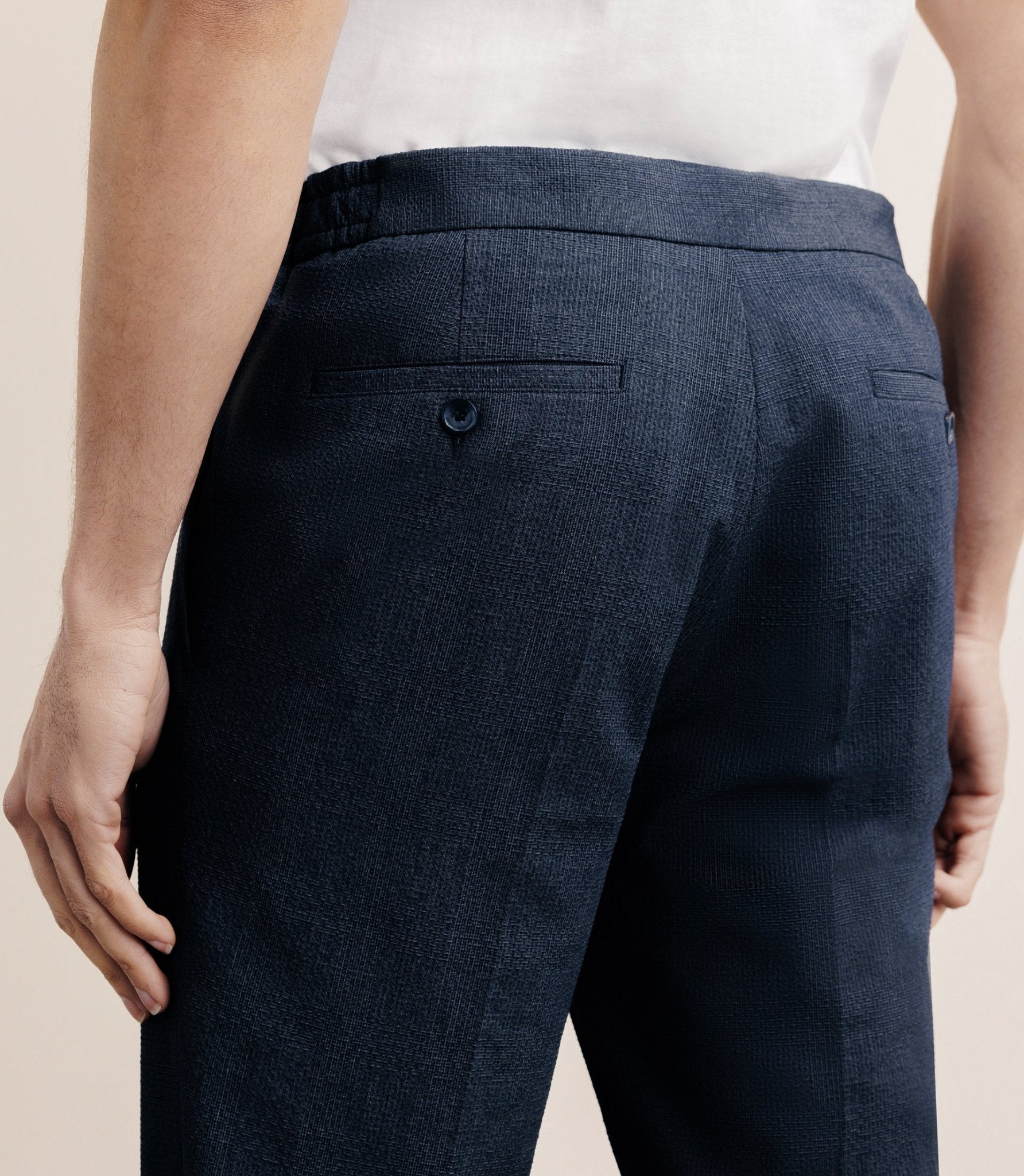 Denim blue elastic elastic size pants
