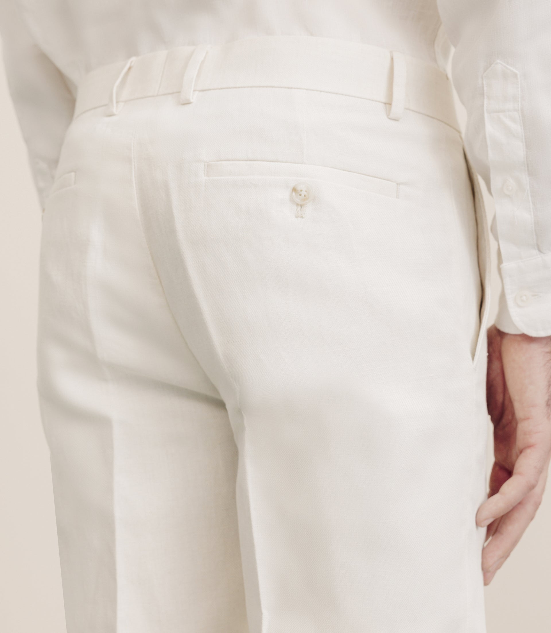 Cotton and ecru linen pants