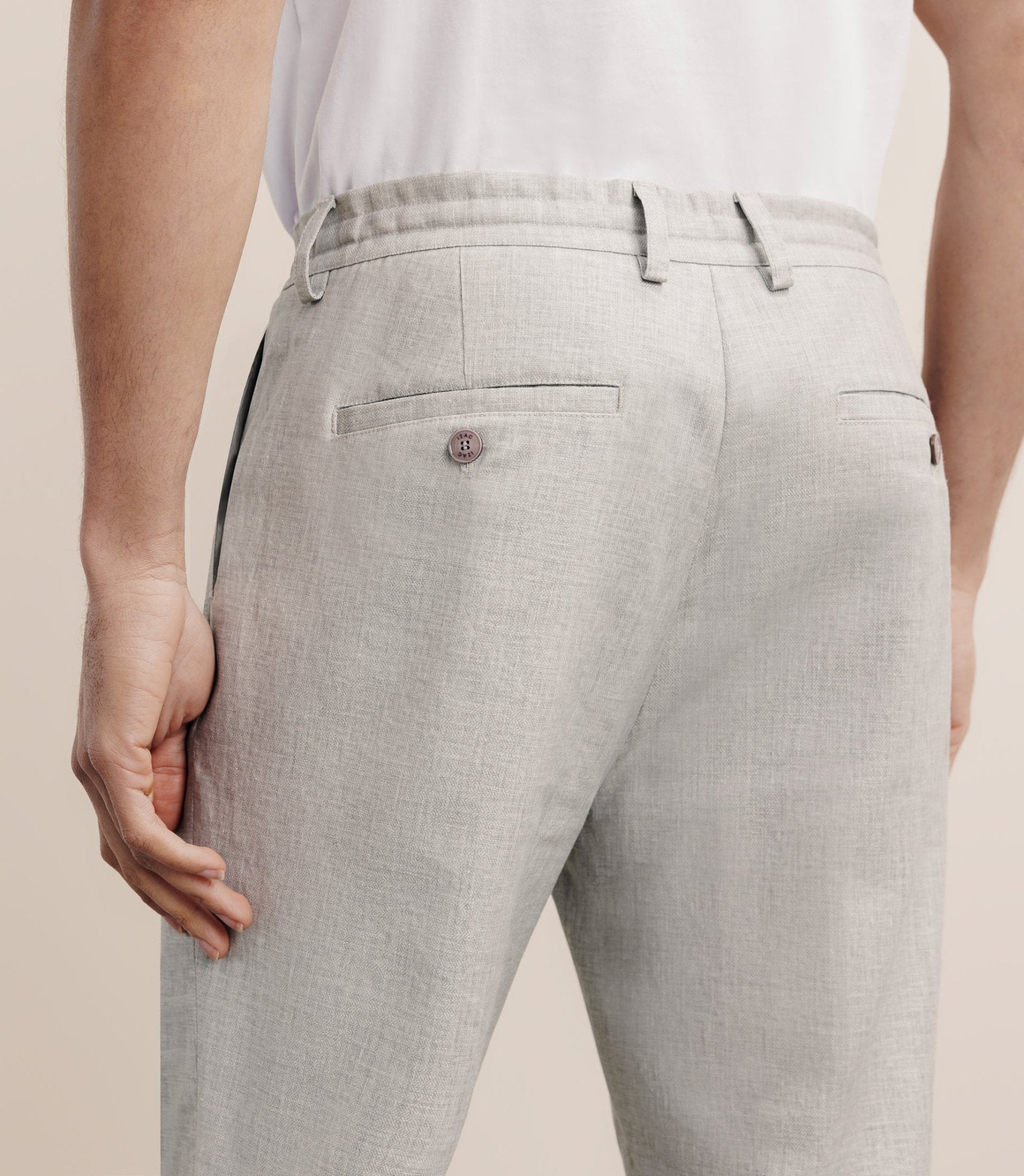 Grey linen-blend pants