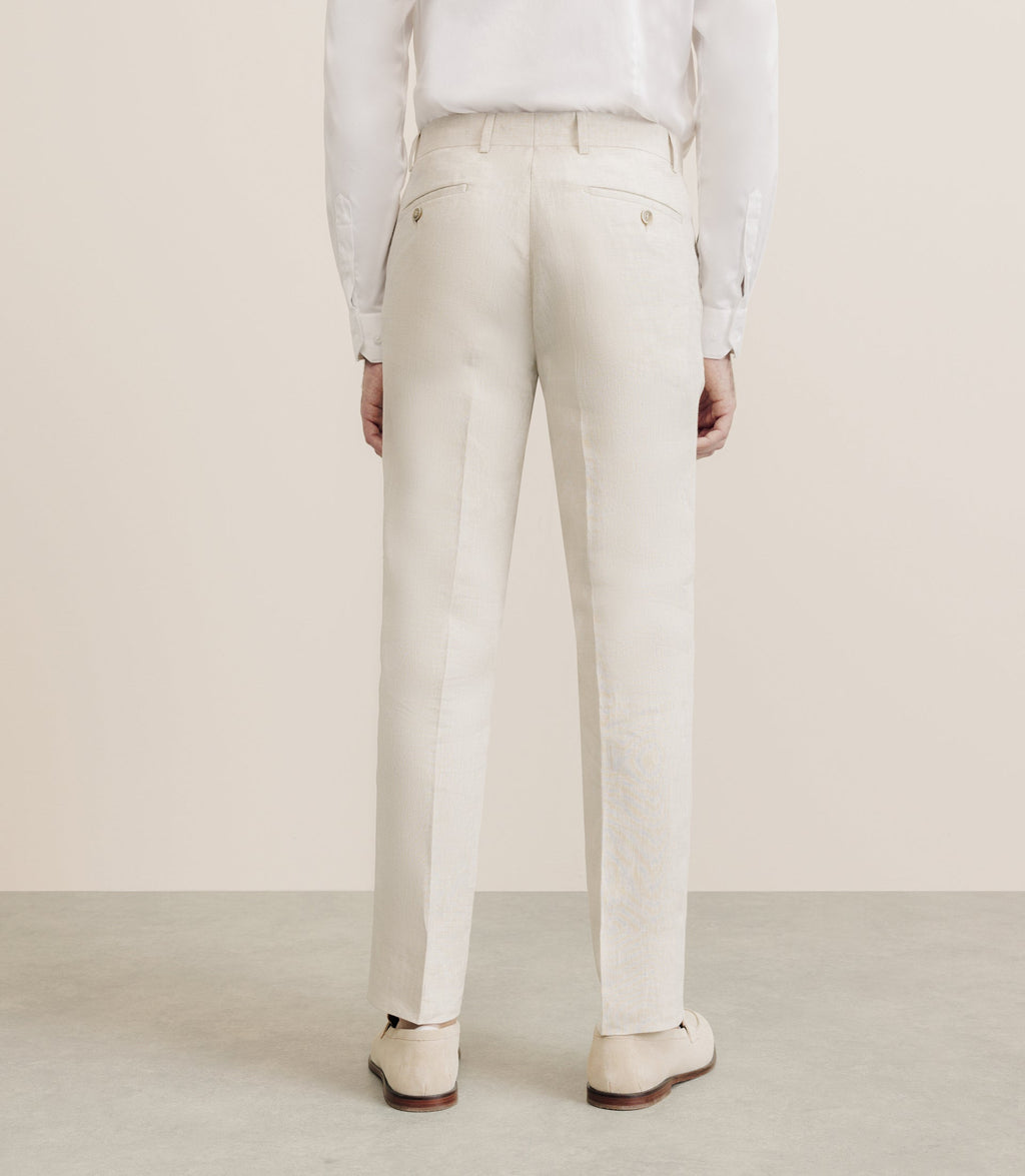 100% beige flax pants
