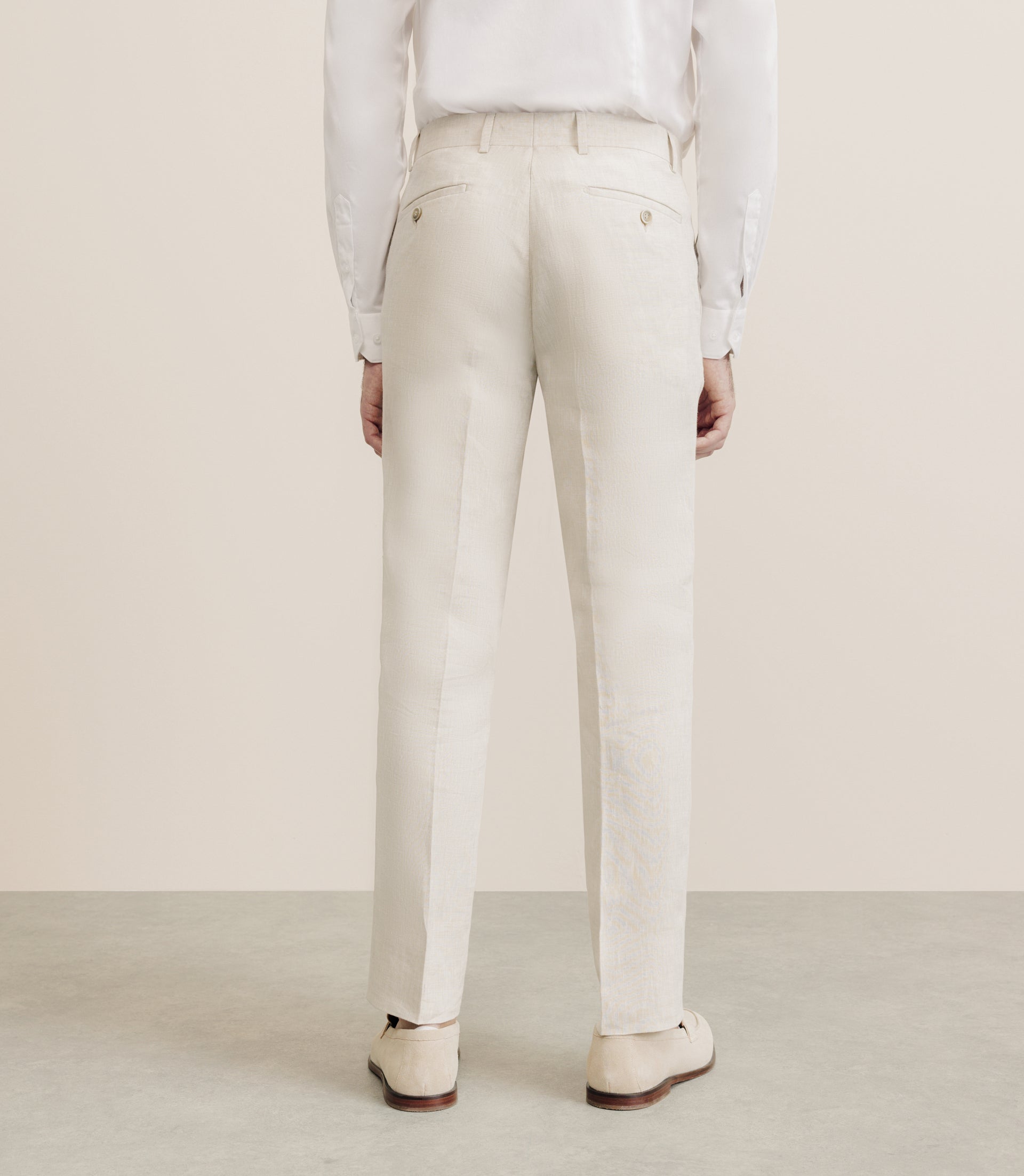 100% beige flax pants