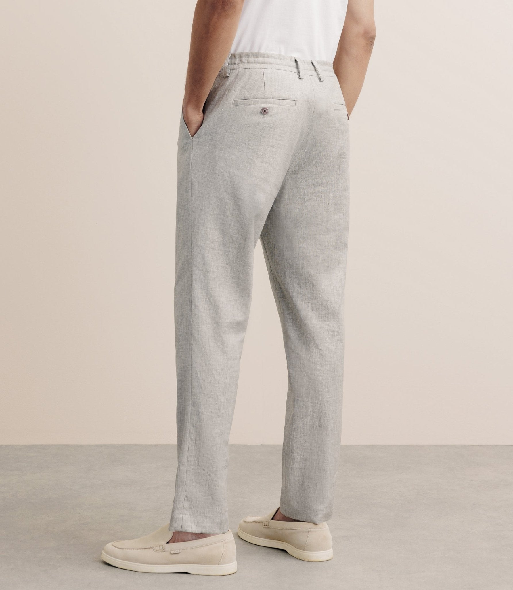 Grey linen-blend pants