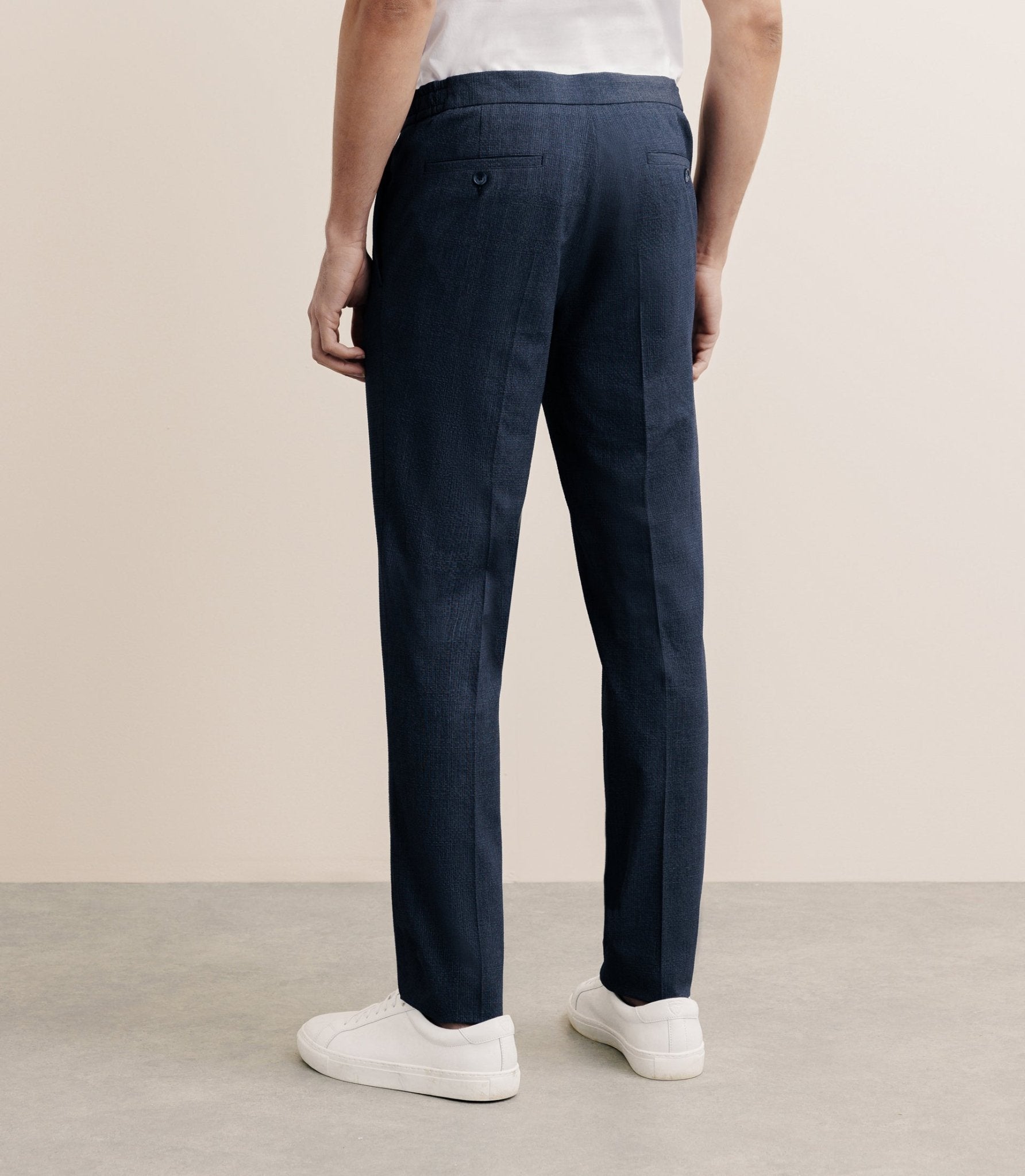 Denim blue elastic elastic size pants