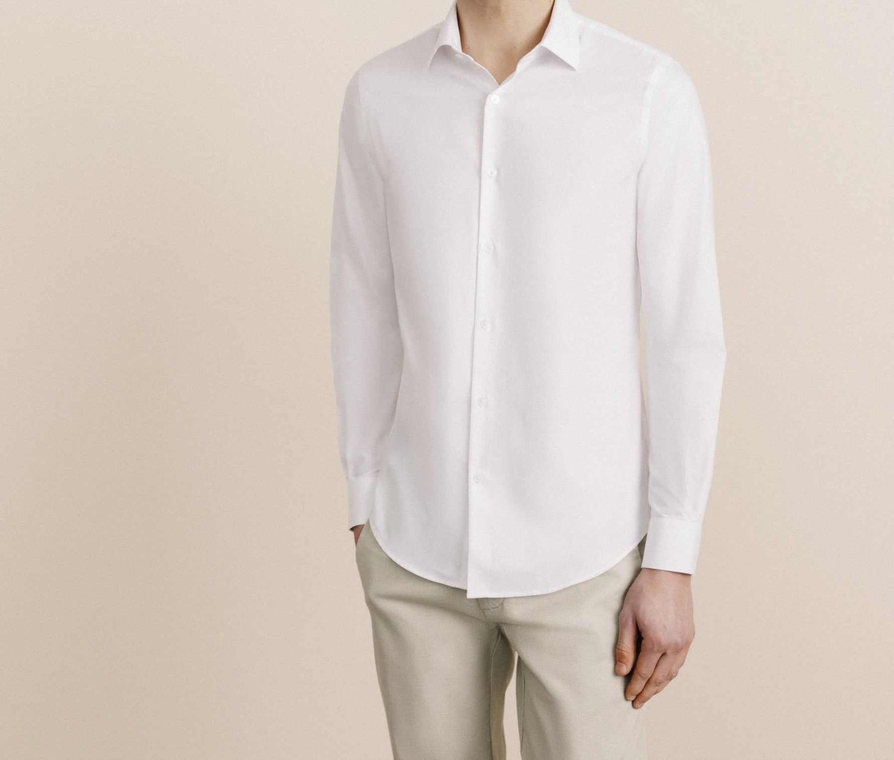 White wrinkle-resistant twill shirt