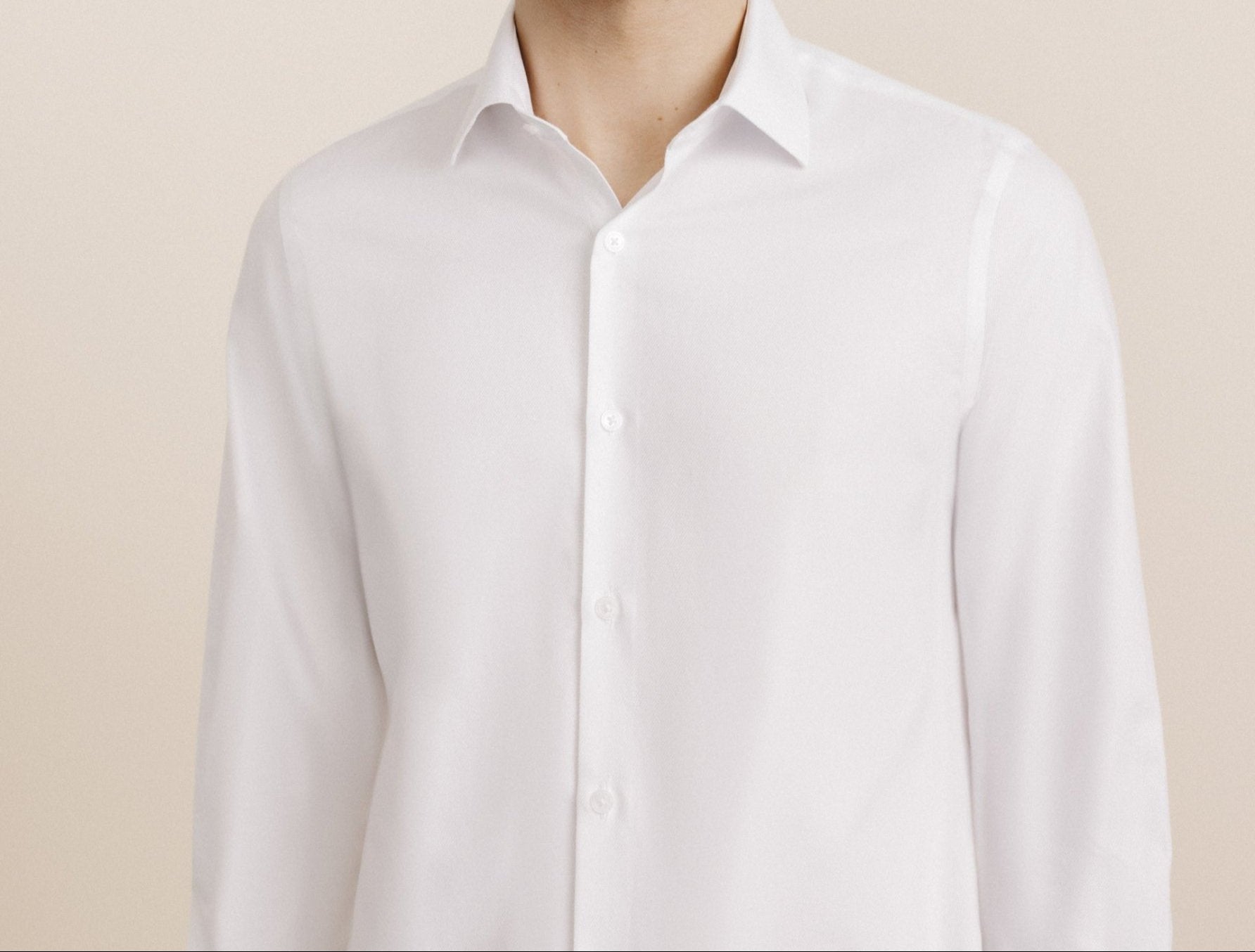 White wrinkle-resistant twill shirt
