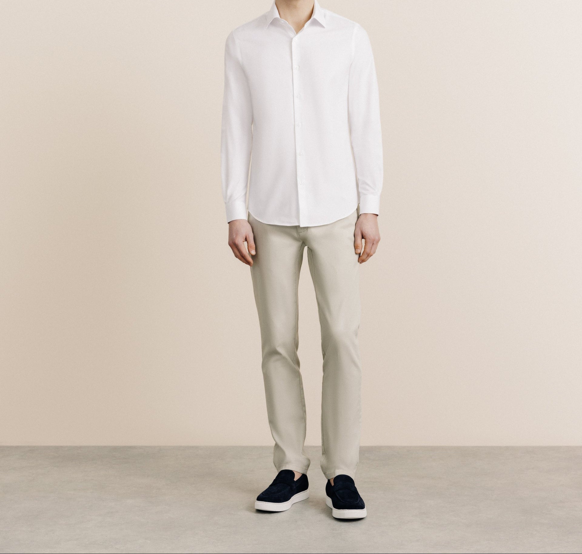 White wrinkle-resistant twill shirt