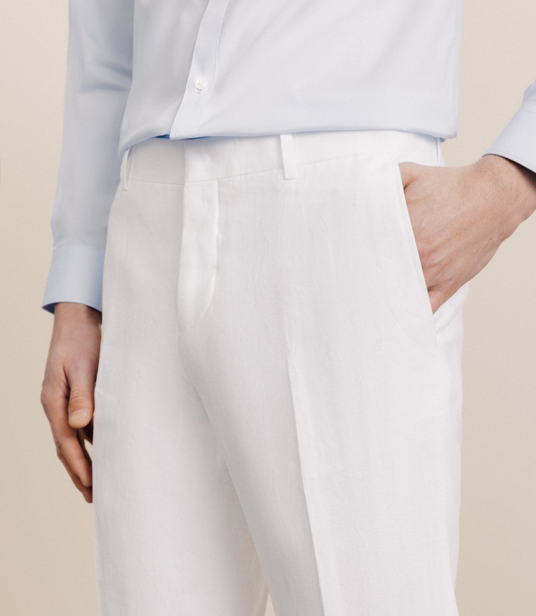 100% white linen pants