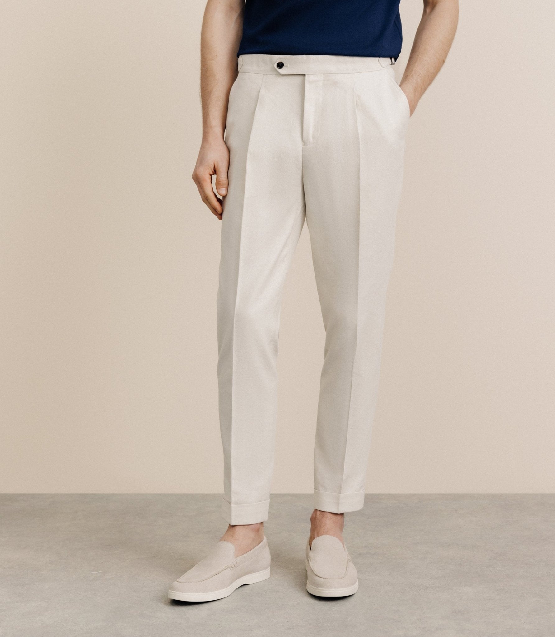 Beige mid-rise pants