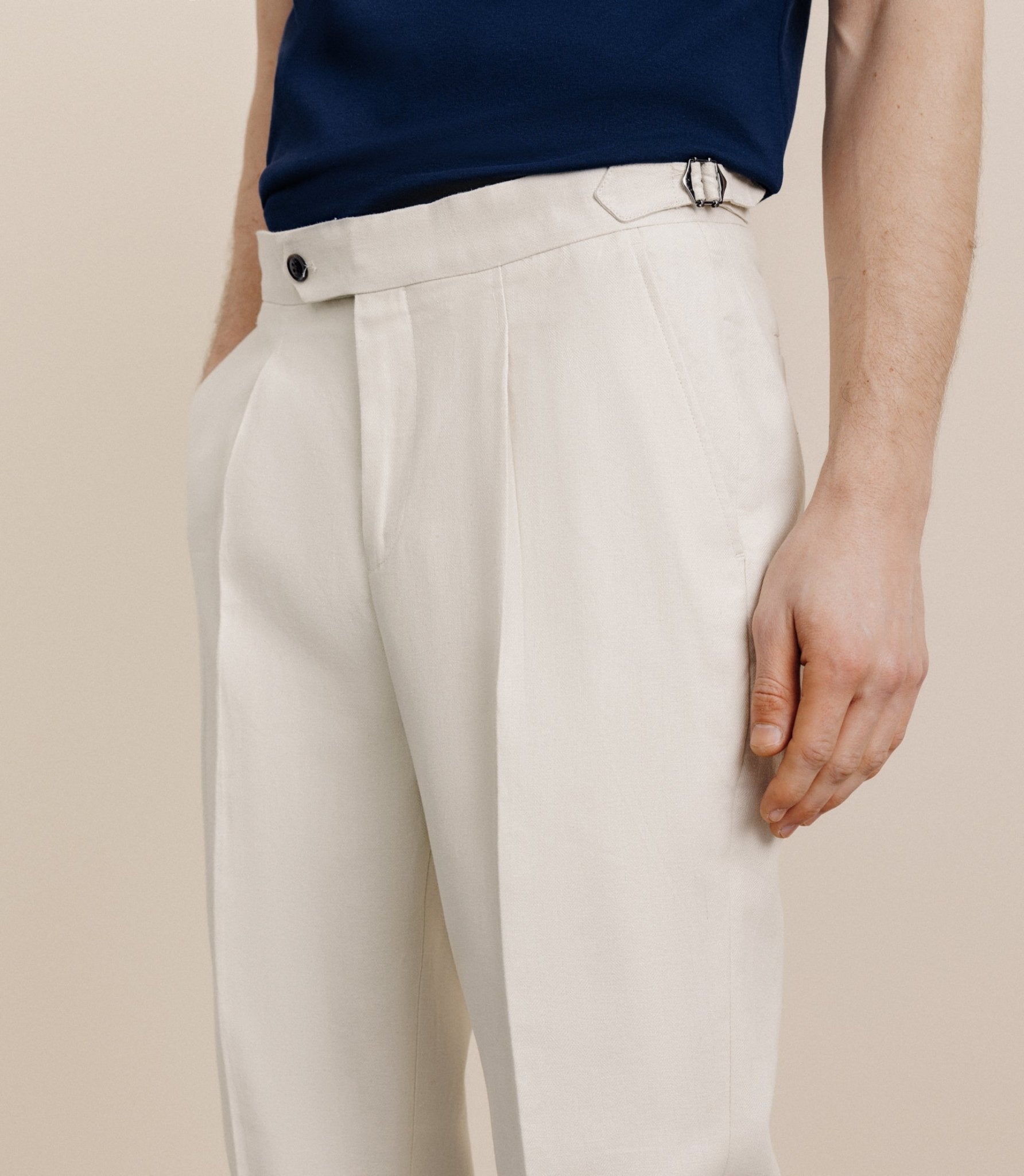 Beige mid-rise pants