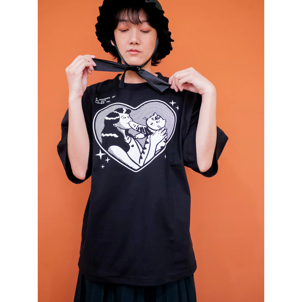 T-shirt - oversize I wonder if my cat loves me